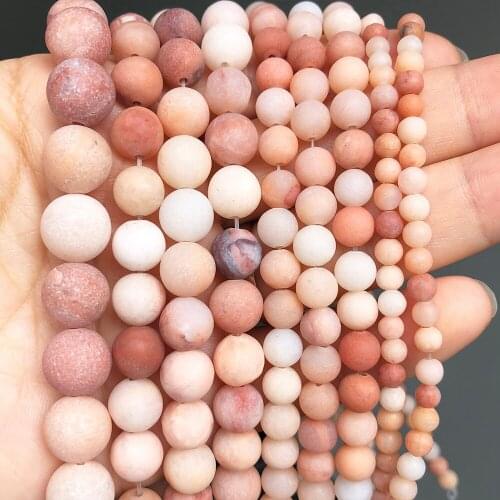 Natural Matte Pink Aventurine Stone Round Loose Spacer Beads For DIY Jewelry Making Bracelet Charms Accessories 15'' 4 6 8 10mm