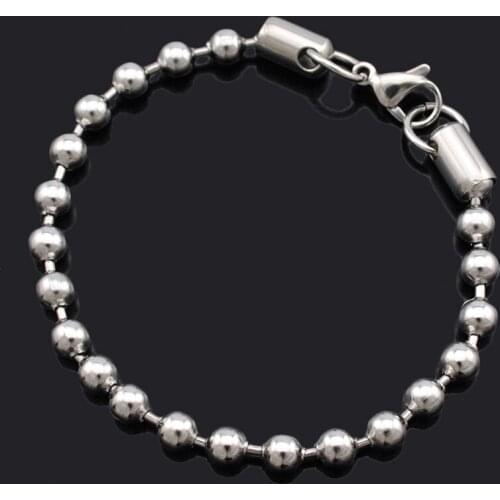 ATGO True Religious 5mm Bracelets Stainless Steel Beads Chain men women Simple jewelry Link Chain Bracelet BB483