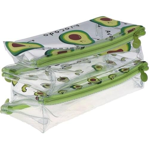 New 1 Pc Pencil Case Avocado School Pencil Box Pencilcase Transparent Pencil Bag School Supplies Stationery