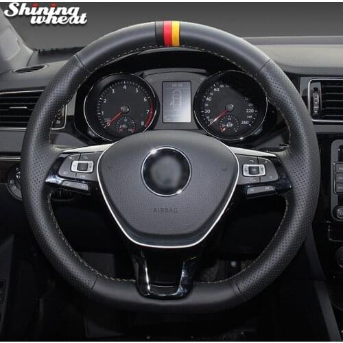 Black Artificial Leather Steering Wheel Cover for Volkswagen VW Passat B8 Tiguan Sharan Touran Golf 7 Mk7 New Polo Jetta