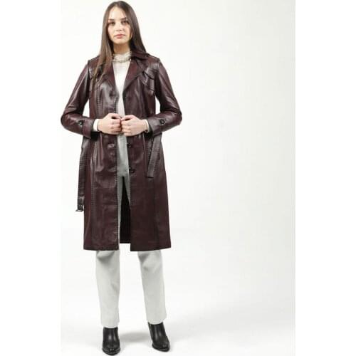 Woman Jacket2020 Fashion Sheep Genuine Leather Motorcycle Coat Female Trenchcoat %100 Natural Lampskin