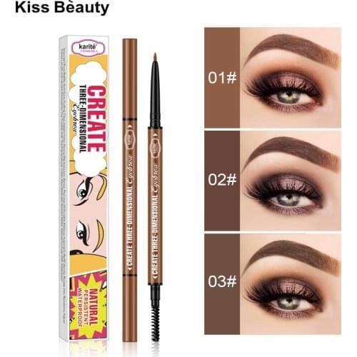3 Colors Double-headed Extremely Fine Eyebrow Pencil Natural Lasting Waterproof Sweatproof Not Easy To Smudge Eye Brow Pen TSLM1