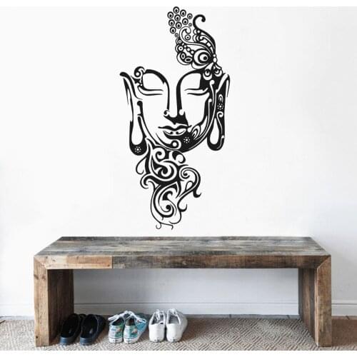 Hot Indian Buddha Head Wall Decal Sticker Buddhism Zen Yoga Mural Home Room Decoration A001963