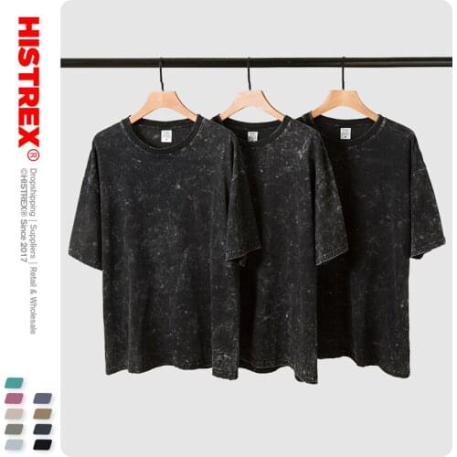 HISTREX Heavy Cotton Thick Snow Wahsed 100% Cotton 260g Men T Shirt Hip Hop Clothing Streetwear Mens Fashion T Tshirt Man NNVZZ