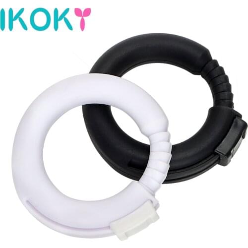 IKOKY Adjustable Penis Rings Delay Ejaculation Cock Ring Adult Sex Products Silicone White/Black Sex Shop Sex Toys for Men
