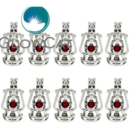 10x K628 Kerosene Lamp Oyster Pearl Cage Essential Oil Diffuser Beads Cage Locket Pendant Jewelry Making