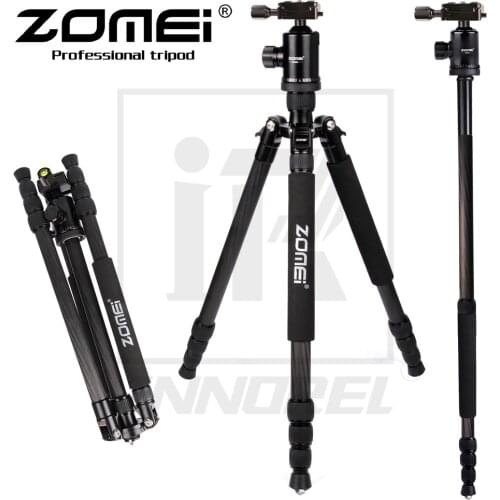 Hot goods Z888C Camera bracket Professional Travel Carbon Fiber camera tripod Monopod Ball head with case for DSLR camera