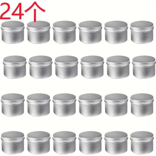 24 Pack Round Metal Tins Box Candle Tin Black Aluminum Jar Storage Empty Pot Plain Cans Cream Cosmetic Container