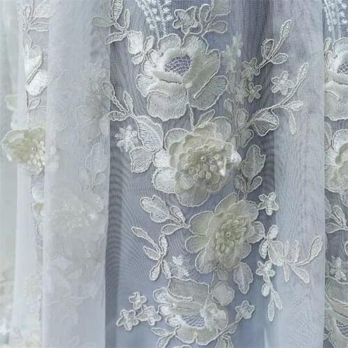 Dreamy Floral Embroidery Lace Sheer Curtains For Girls Room Living Room Window Voile Sheer Drapes For Bedroom 1 Panel