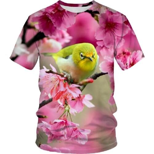 This Summer New Style Bird Pattern Fashion Casual Mens T-Shirt 3D Pattern Round Neck Short-Sleeved Hot-Selling Oversized Shirt