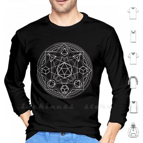 Dice Magic Circle Hoodies Long Sleeve Dice Magic Circle Dnd And Pathfinder Dice Geometric Design Geometric Design D20