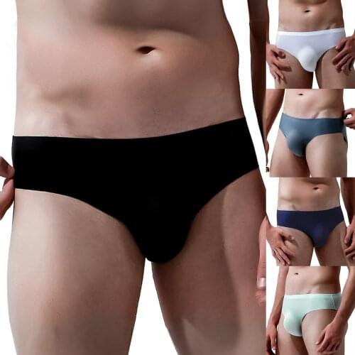 Mens Underwear Ice Silk Briefs Summer Breathable Quick-Drying Seamless Shorts Transparent Ultra-Thin Briefs calecon homme 04