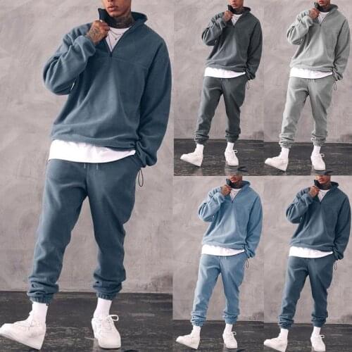 Men Tracksuit Casual 2 Piece Sets 2021 Spring Autumn New Jogger Stand Collar Sweater Pants Mens Sportswear Sport Suit Clothin