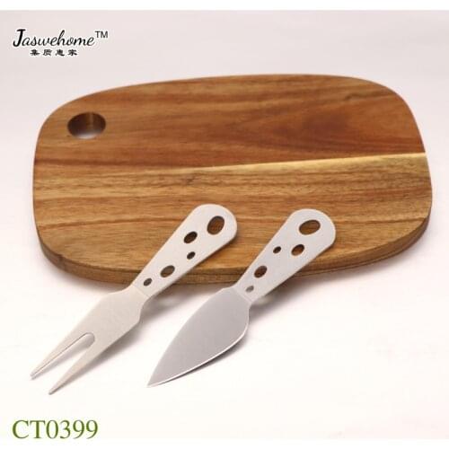 Jaswehome New 3-piece Cheese Board Set Acacia Cheese Board With Knife Cheese Knife Cheese Tools Set Kitchenwares