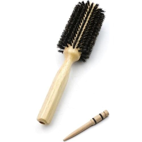 Mythus 6 Sizes Option Hairdressing Wood Brushes Round Natural Bristle Brush Round Brush Set Wood Handle Hairbrush Comb With Pick