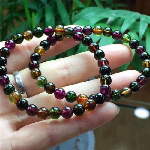 Natural Colorful Crystal Crystal Round Beads Bracelet AAA 6mm