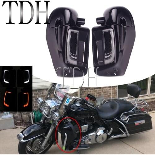 Motorcycle Lower Vented Leg Fairing Glove Box w/ LED Light for Harley 2014-up air-cooled Touring and Trike models FLHR FLHX FLRT