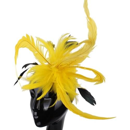 Charming Yellow Cocktail Fascinators Bridal Hair Accessories Vintage Black Church Party Hats Kentucky Derby Hats Headpieces FS40
