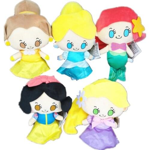 Isney Princess Plush Doll20CM Ariel Snow White Cinderella Tangled Belle Kawaii Anime Beauty Lovely Doll Toys Birthday Gift