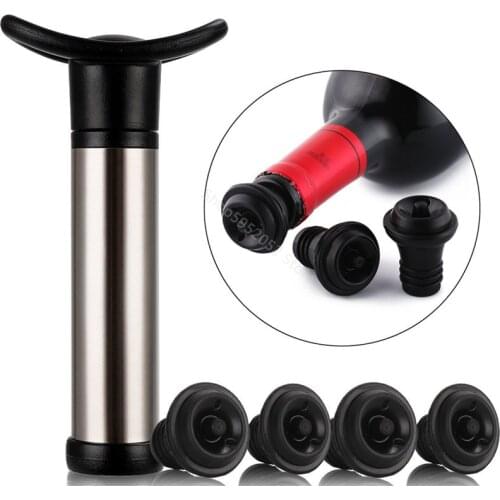 Wine Stopper With Vacuum Pump Bar Accessories Air lock Aerator Stainless Steel Bottle Stopper Keep Wine Fresh Saver Sealing