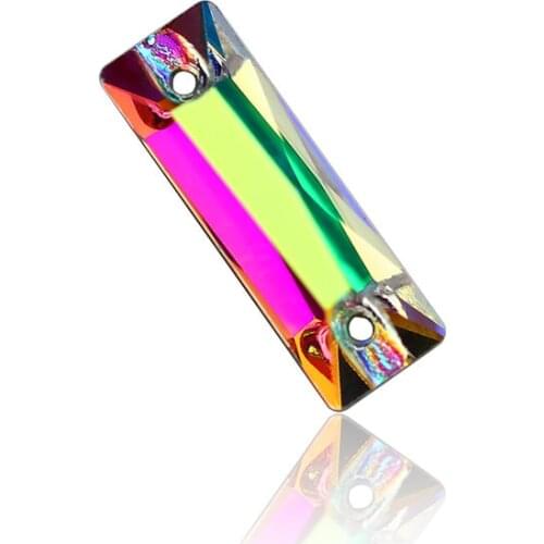 Luxury Crystal 5A Glass Rhinestone Sewing Stone Rectangle Crystal AB Flatback Strass Sew On Rhinestone For Clothes