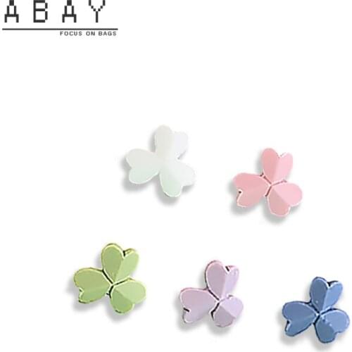 S925 Sterling Silver Cartoon Three Leaf Earring Female Mori Department Small Fresh Ceramic Flowers Lovely Sweet Design Earrings