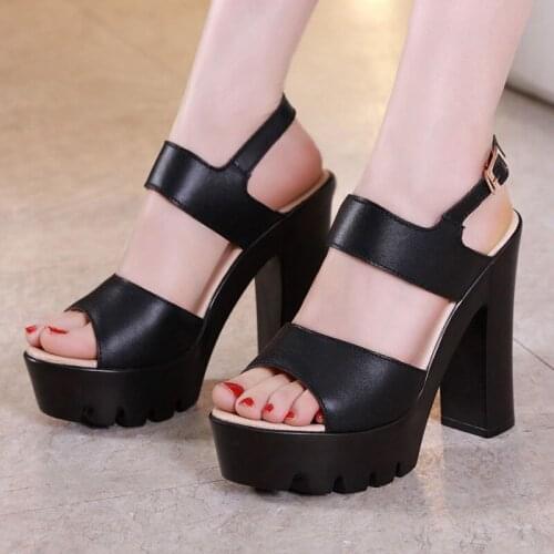 2019 summer new model cheongsam show sandals thick with thick platform waterproof platform fish mouth super high heel