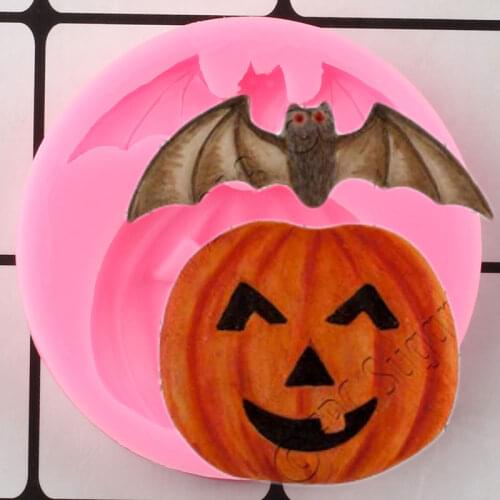 Pumpkin Bat Silicone Molds DIY Halloween Cupcake Topper Fondant Cake Decorating Tools Candy Polymer Clay Chocolate Moulds
