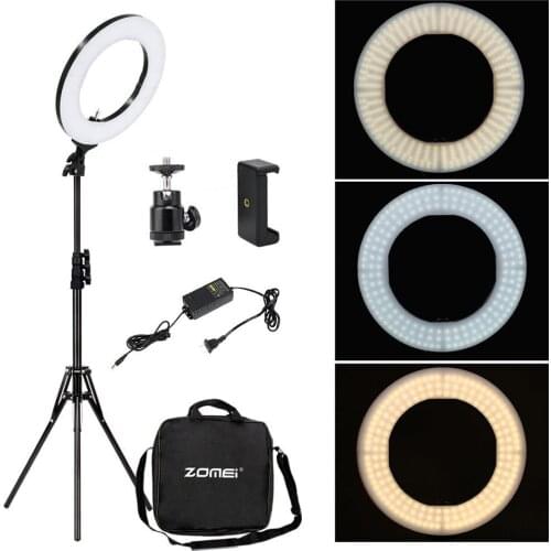Cadiso Dimmable Photography Photographic Studio LED Ring Light Lamp 3200-5600K Lighting Phone Adapter Makeup For Live Broadcast