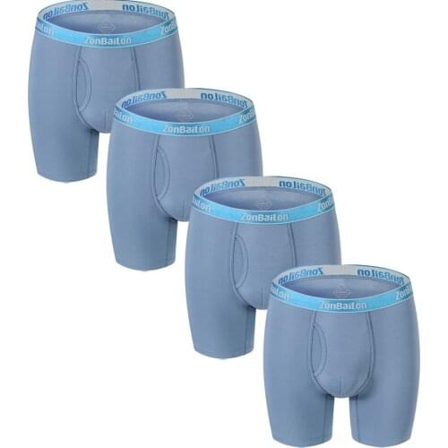 Mens Boxer-Shorts Underwear Loose Bamboo Breathable Family Boxershorts Briefs Solid Color 4 PCS/Lot Man Boxer Men Panties