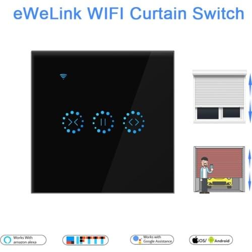 EWeLink EU/US WiFi Blinds/Curtain Touch Switch for Roller Shutter Electric Motor,Percentage Adjust,work with Alexa Google,220V