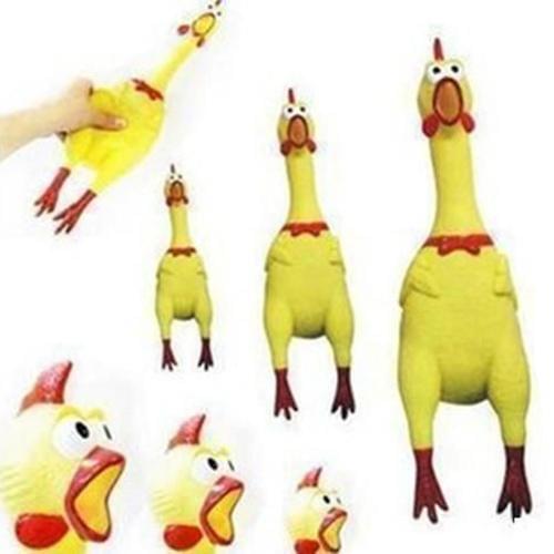 Kids Fun Screaming Sound Rubber Chicken Toy Figurine Miniatures for Kids Gift Pressure Relief Squeak Squeaker Toy Yellow 17cm