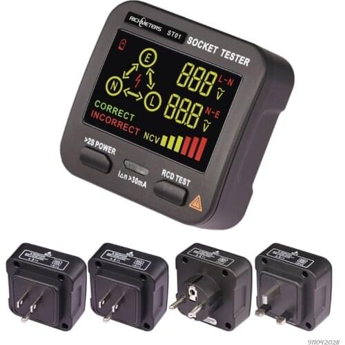 Outlet Tester, LCD 3 Results Display Socket Tester, Integrated Voltage Detector, Receptacle Tester Power Circuit Tester Dropship