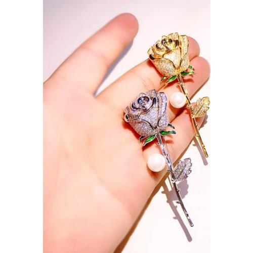 Earofcorn Fashion Pearl Rose Zircon Brooches Female Creative Clown Needle Decoration Simple Retro Suit Corsage Collar
