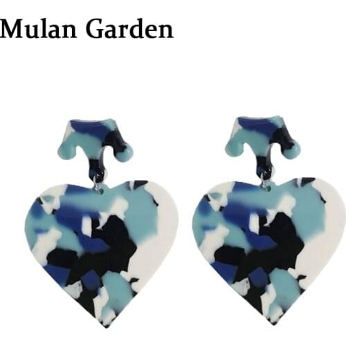 M&G New Fashion Crown Flower Blue Acrylic Earring Women Acetic Acid Pendant Statement Heart Leopard Dangle Earring Resin Jewelry