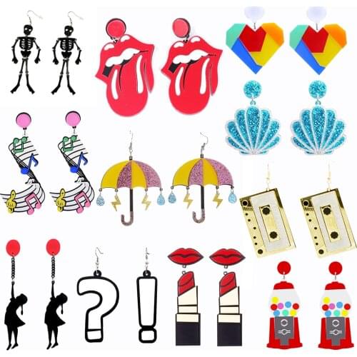 Earrings For Women Fashion Charm Eardrop Hip Hop Girls Gift Cute Sweet Heart Exaggeration Special Creativity Tape Love Heart