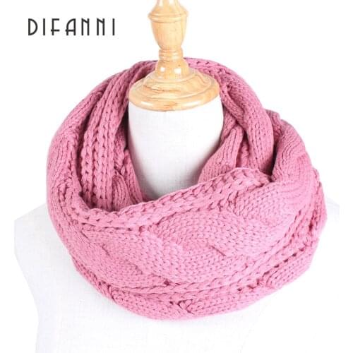 [DIFANNI] Fashion Couple Scarves Women Knitting Scarf Braided Soft Warm Casual Scarf 2017 Brand New Autumn Winter Solid Color