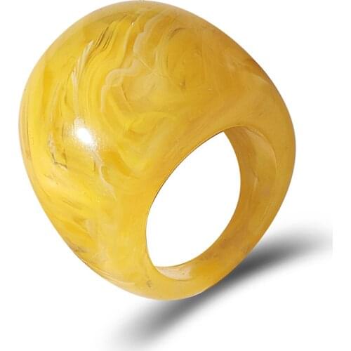 Creative Design Geometric Big Resin Rings For Women Yellow Large Round Acrylic Glitter Finger Ring Female Fashion Party Jewelry