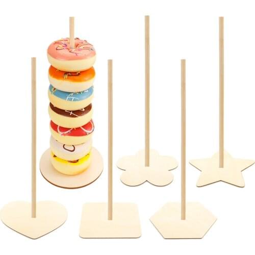 1PCS Wood Donut Stand Bar Wooden Donut Bagels Display Stand Holder for Wedding Birthday Baby Shower Festival Donut Display Stand
