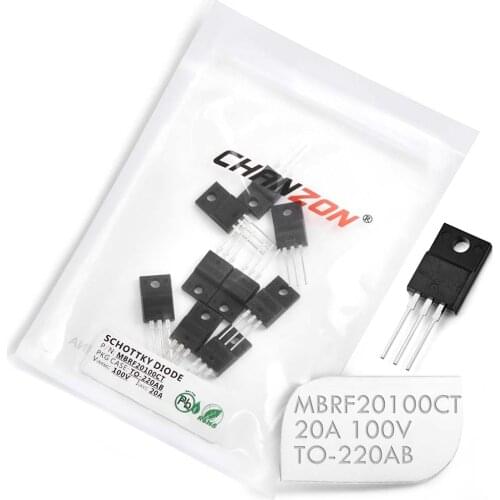 10 Pcs) MBRF20100CT Schottky Barrier Rectifier Diodes 20A 100V TO-220AB (TO-220) 20 Amp 100 Volt MBRF20100 CT