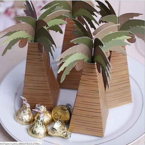 100Pcs/lot folding palm treeDIY Party favors paper box gift box wedding gift for guests