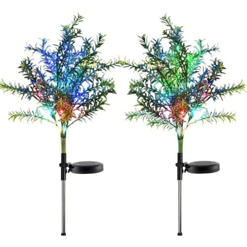 2Pcs Solar Garden Lights Tree Outdoor Multi-Color Changing Led Stake Lights Flower for Garden,Patio,Yard and Decoration