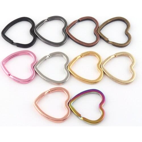 31mm Rose Gold Split Ring Heart Key Chain Ring Charm Flat Split Ring Connectors Chain Base Hardware Purse Making Metal Key Chain