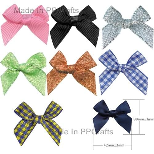 39X42MM Mini Satin/Grosgrain Ribbon Hand-Tied Bow For Hairbow DIY Crafts 200pcs Free Shipping
