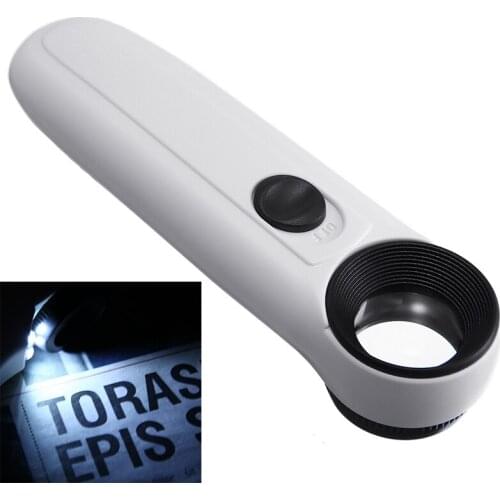 40X Magnifying Glass with 2 LED Light for Inspect Maps Stamps Jewelry