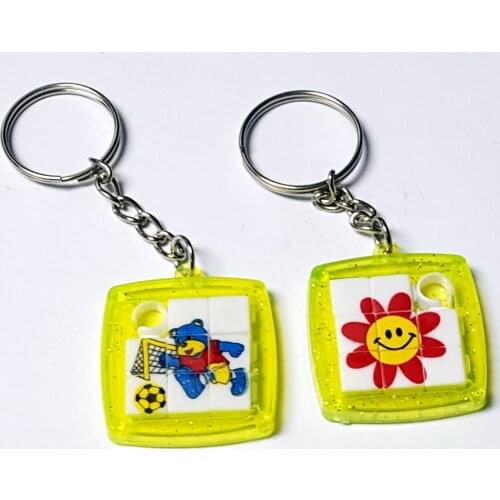 50pc Key Ring w/ 3.2cm Mini Slider Puzzle Vintage Charm Fashion Favour Pinata Bag Filler Birthday Party Favor Gift Novelty Prize