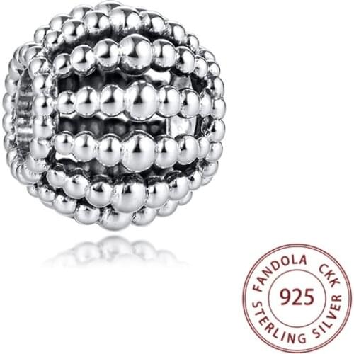 Authentic 925 Sterling Silver Beaded Openwork Charms Fits Pandora Bracelet Women Metal Beads for Jewelry Making Kralen