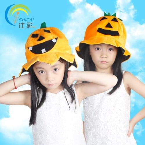 Free shipping Pumpkin hat Halloween dance party activities dress props pumpkin hat headdress performances performances Supplies
