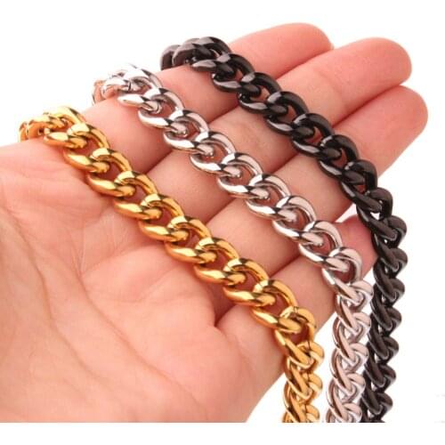 Hip hop Mens Thick Gold/Black Neck Chains For Men Stainless Steel Heavy Miami Curb Cuban Link Chain Necklaces Jewelry