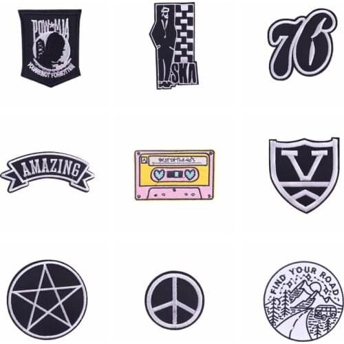 Black With Letter Patch For Jacket Applique Accessories Decor Fusible Sewing Embroidery Patch Sewing Fusible Sewing DIY Patches